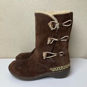 UGG Australia Kona toggle winter boots in brown suede with a shearling lining